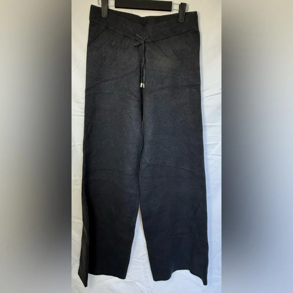 Magaschoni‎ Black Knit Wide Leg Lounge Pants Drawstring Waist NWT Size S